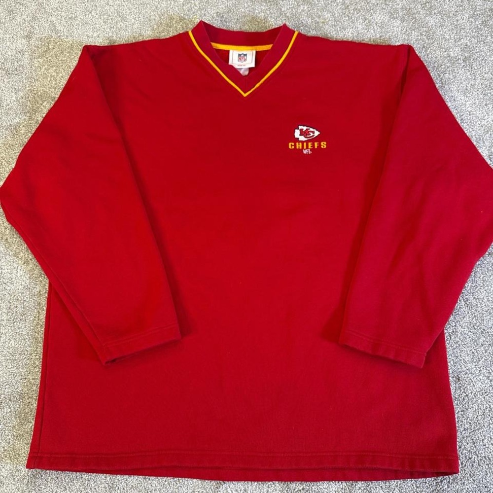 Vintage Kansas City Chiefs NFL V-Neck Crewneck Sweatshirt Men's XL